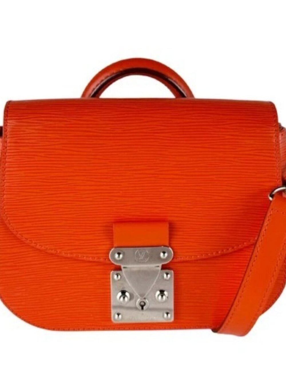 Auth LOUIS VUITTON Epi Eden PM Shoulder Bag Orange/Silver Leather M40653 z10733